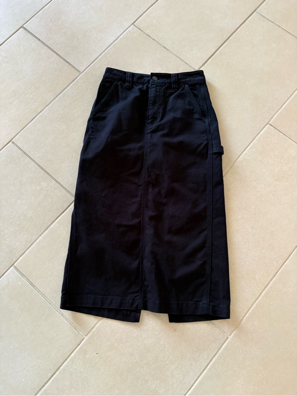 Aritzia TNA Greenwich Carpenter Maxi Skirt - Black - Size 2 grunge minimalist